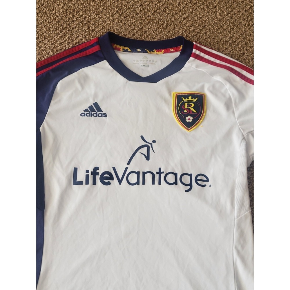 Adidas MLS  White Real Salt Lake LifeVantage Soccer Jersey Men's Size S 2013 VTG - Picture 2 of 6